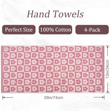 Jacquotha Cotton Hand Towels - Floral Design Set of 4