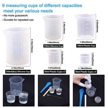 Moi Doi 45PCS Resin Mixing Cups Tools Kit, Graduated Plastic Silicone Measuring Cups, with Pipettes ...