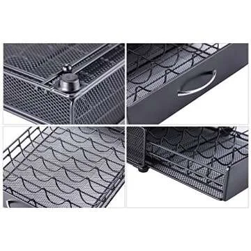 FlagShip Vertuo Pod Holder Storage Drawer for Nespresso Vertuo Capsule Organizer Drawer Tray with Mesh Shelves for Nespresso Vertuo Holder Black Metal (40 Pods Capacity)