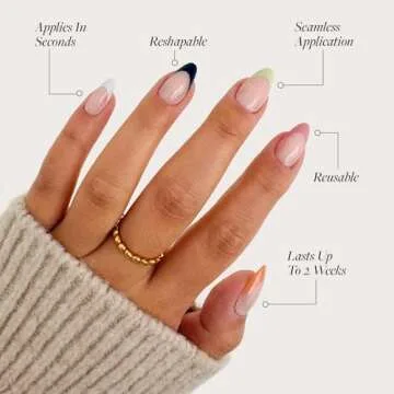 Glamnetic Press On Nails - Very Berry | Glossy, Semi-Transparent, Short Almond Nails, Reusable | 15 Sizes - 30 Nail Kit with Glue