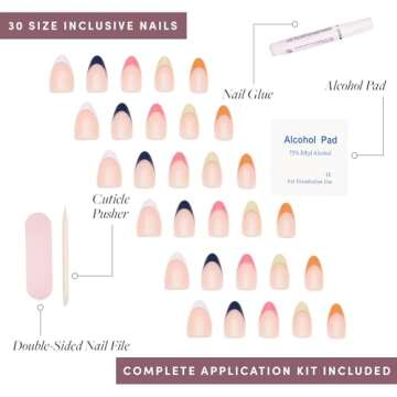 Glamnetic Press On Nails - Very Berry | Glossy, Semi-Transparent, Short Almond Nails, Reusable | 15 Sizes - 30 Nail Kit with Glue