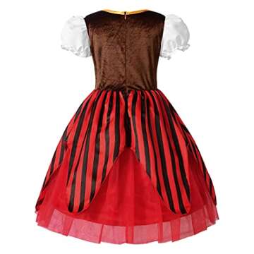 ReliBeauty Girls Pirate Dress Sea Buccaneer Costume, 6-7/130