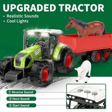 Pupu Pig Farm Animals Barn House Toys - Kids Tractor Toy with Lights & Sound, Horse Stable, Cowshed,...