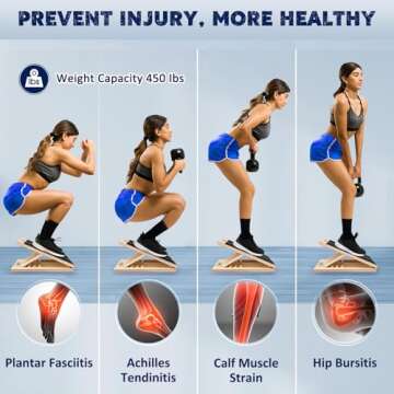 Portable Wooden Slant Board for Calf Stretching Equipment