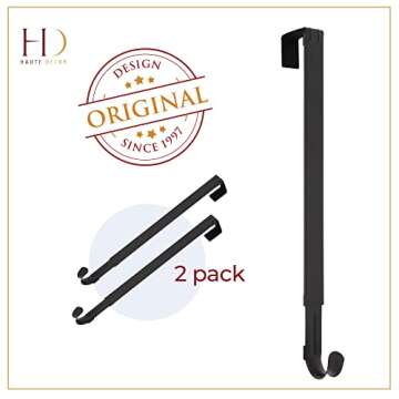 Haute Decor Adjustable Wreath Hanger - 2 Pack Stylish Hooks