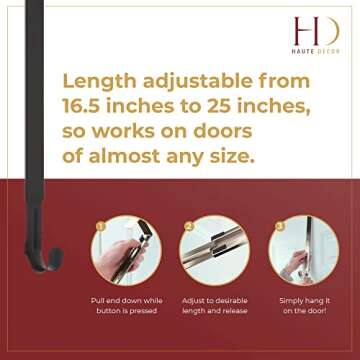 Haute Decor Adjustable Wreath Hanger - 2 Pack Stylish Hooks