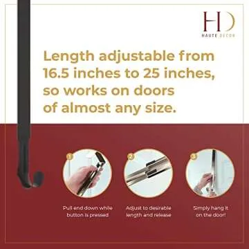 Haute Decor Adjustable Wreath Hanger - 2 Pack Stylish Hooks