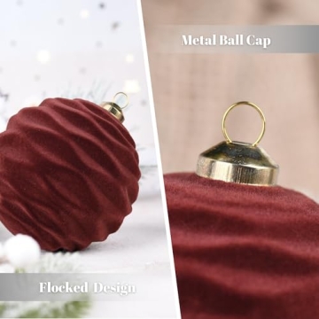 Flocked Christmas Ornaments - 35 Shatterproof Velvet Balls