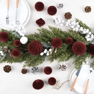 Flocked Christmas Ornaments - 35 Shatterproof Velvet Balls