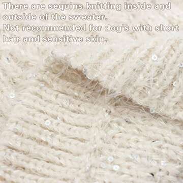 cyeollo Dog Sweater Thick Knitted with Sequins Sparkly Warm Turtleneck Sweaters for Small Dogs Clothes Pet Apparel