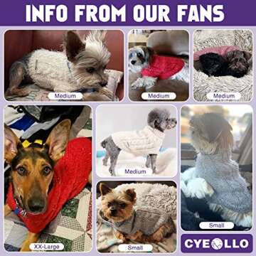 cyeollo Dog Sweater Thick Knitted with Sequins Sparkly Warm Turtleneck Sweaters for Small Dogs Clothes Pet Apparel