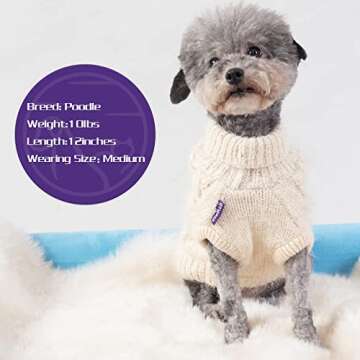 cyeollo Dog Sweater Thick Knitted with Sequins Sparkly Warm Turtleneck Sweaters for Small Dogs Clothes Pet Apparel