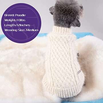 cyeollo Dog Sweater Thick Knitted with Sequins Sparkly Warm Turtleneck Sweaters for Small Dogs Clothes Pet Apparel