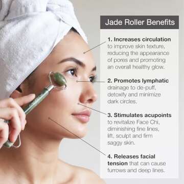 Ginger Chi Jade Roller - Anti-Aging Jade Therapy for Skin Care - Face Sculpting Tool for Eyes, Cheeks, Forehead - Jawline Shaper & Neck Roller - Face Roller is Part of The Gua Sha Facial Tools