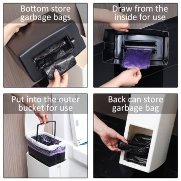 8L Slim Trash Can with Toilet Brush Holder - Modern & Space-Saving