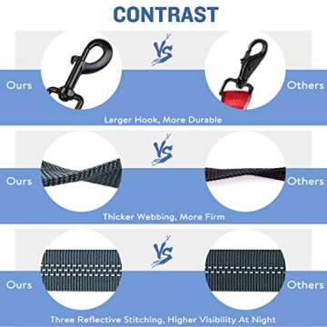 PuppyDoggy Dog Leash for Large Medium Dogs 6Ft x 1" Reflective Stitching Large Leash with 2 Traffic Padded Handles Dog Lead Rope Pet Leash for Running Walking Training (Green 1 Pack)