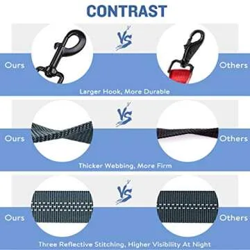 PuppyDoggy Dog Leash for Large Medium Dogs 6Ft x 1" Reflective Stitching Large Leash with 2 Traffic Padded Handles Dog Lead Rope Pet Leash for Running Walking Training (Green 1 Pack)