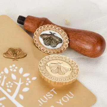 Elegant 3D Moth Wax Seal Stamp with Brass Head
