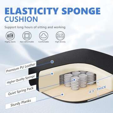 BestEra Office Chair, Executive Leather Chair Home Office Desk Chairs, Ergonomic Computer Desk Chair with Adjustable Flip-Up Arms, Lumber Support Swivel Task Chair with Rocking Function