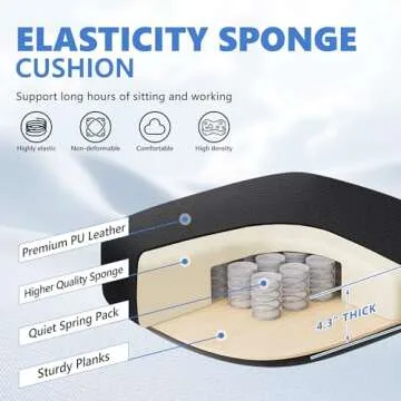 BestEra Office Chair, Executive Leather Chair Home Office Desk Chairs, Ergonomic Computer Desk Chair with Adjustable Flip-Up Arms, Lumber Support Swivel Task Chair with Rocking Function