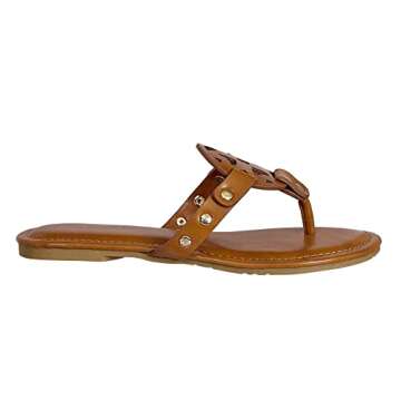 Pierre Dumas Women's Colored Flat Sandals 7.5 New Tan 21040