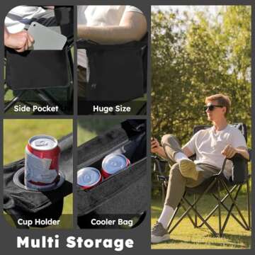 Oversized Folding Camping Chair Set 450 LBS Support