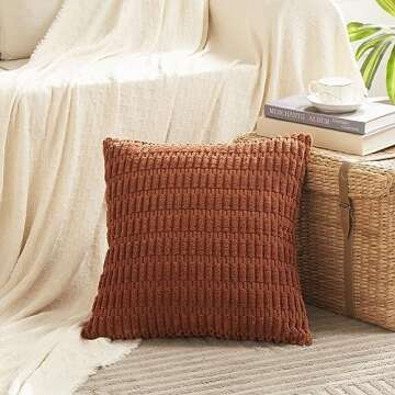 Fancy Homi 2 Packs Rust Decorative Throw Pillow Covers 18x18 Inch for Living Room Couch Bed Sofa, So...