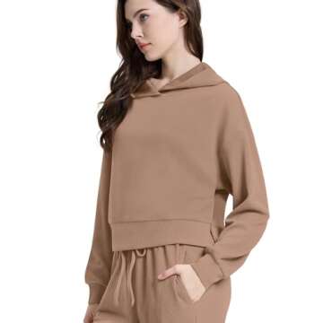 WIHOLL Track Suits For Women Set 2 Piece Outfits Sweatsuits For Women Fall Hoodie Vacation Outfits 2024 khaki 2XL