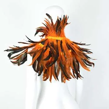 Feather Shawl for Women - Crow Feathers Collar Halloween Swan Cape Witch Costume Accessories