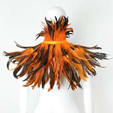 Feather Shawl for Women - Crow Feathers Collar Halloween Swan Cape Witch Costume Accessories
