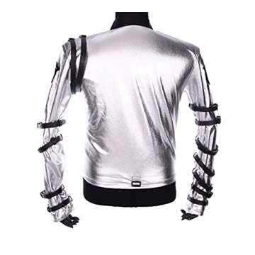 Vintage Punk Belted Biker Jacket in Silver Satin