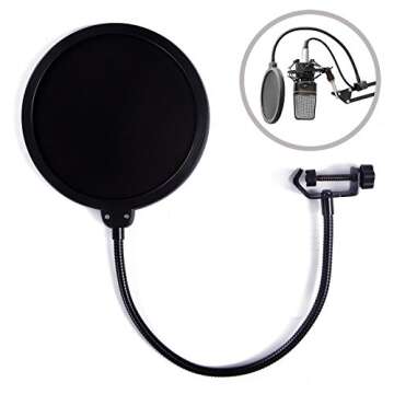 HDE Pop Filter for Mic, Microphone Filters Noise Reduction Mesh Shield Screen