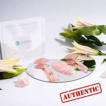 4-in-1 Jade Roller and Gua Sha Set. Rose Quartz Roller with Eye Massager, Jade Gua Sha, Ridged Roller Massager. Jade Roller for Face Real Jade 100% Jade Stone Roller. Facial Massager Ice Roller