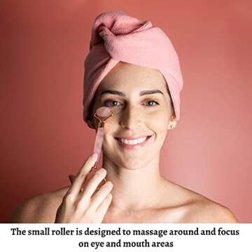 4-in-1 Jade Roller and Gua Sha Set. Rose Quartz Roller with Eye Massager, Jade Gua Sha, Ridged Roller Massager. Jade Roller for Face Real Jade 100% Jade Stone Roller. Facial Massager Ice Roller