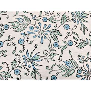 ATOSII Aster Blue 100% Cotton Square Boho Fall Tablecloth, Handblock Floral Table Cloth Linen for Kitchen Dining I Parties Wedding Outdoors Christmas Thanksgiving I Fall Home Decor 60 X 60 Inches
