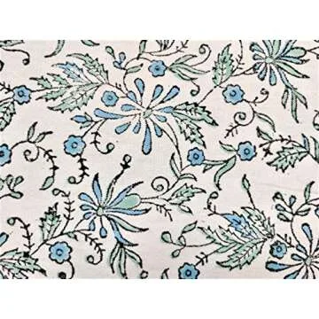 ATOSII Aster Blue 100% Cotton Square Boho Fall Tablecloth, Handblock Floral Table Cloth Linen for Kitchen Dining I Parties Wedding Outdoors Christmas Thanksgiving I Fall Home Decor 60 X 60 Inches
