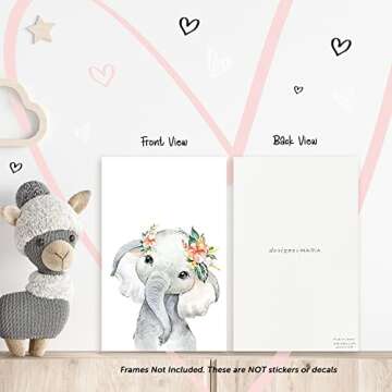 MARIA Safari Nursery Decor, Set of 4 UNFRAMED Flower Crown Watercolor Nursery Wall Art, Jungle Theme Baby Room Decor, Baby Girls & Boys Nursery Decor, Woodland Nursery Decor (8 x10 inches)