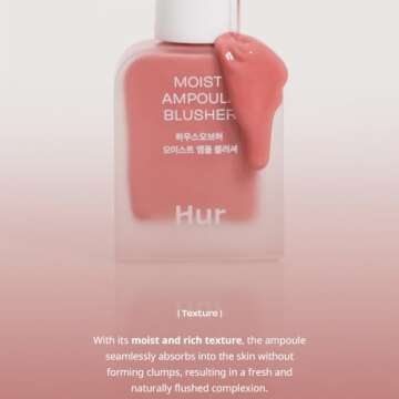 House of Hur Moist Ampoule Blusher, Buildable Water-based Formula, Infused with over 50% moisture essence, no tackiness, long-lasting moisture, weightless feel (06 Cherry Blossom, 20ml)