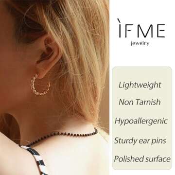 45 Pairs Gold Hoop Earrings for Women Multipack, Trendy Hypoallergenic Chunky Twisted Pearl Gold Earrings Set, Fashion Statement Thick Large Stud Earings Pack Jewelry Gift (Gold-45 pairs)