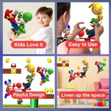 Super Mario Wall Decals for Kids | Easy Peel and Stick Decor