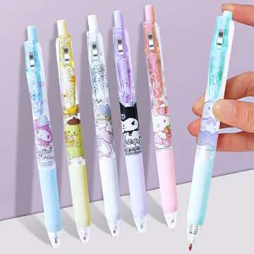 Kawaii Cartoon Pens Set - 6 Pcs Adorable School Supplies