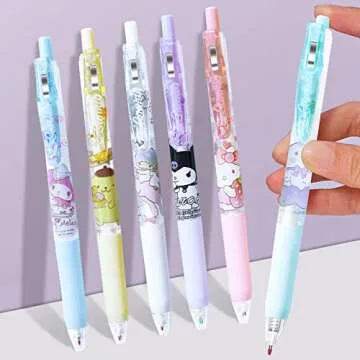 Kawaii Cartoon Pens Set - 6 Pcs Adorable School Supplies