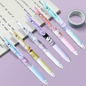 Kawaii Cartoon Pens Set - 6 Pcs Adorable School Supplies