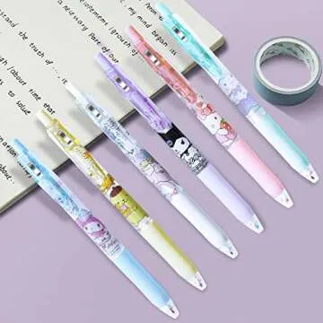 Kawaii Cartoon Pens Set - 6 Pcs Adorable School Supplies