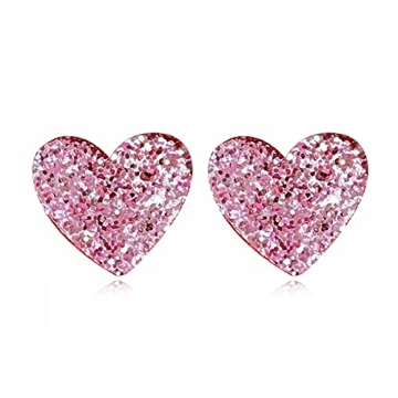 Lightweight Unique Acrylic Red Love Heart Stud Earrings for Women Wife Lover Statement Resin Jewelry...