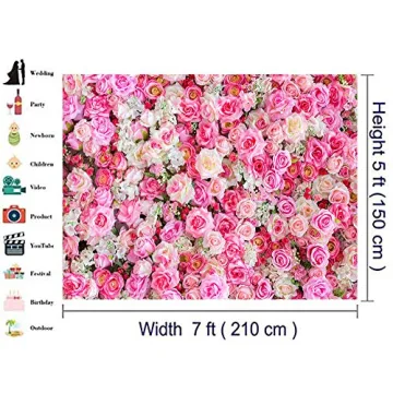 Stunning Pink Red Rose Backdrop for Events 7x5ft