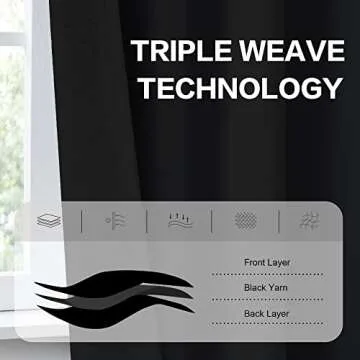 DUALIFE Black Out Curtain Drapes 108 Inch Length for Living Room Thermal Insulated Blackout Energy Saving Long Curtains for Patio Sliding Glass Door, Black,52x108 Inch,9FT,2 Panels