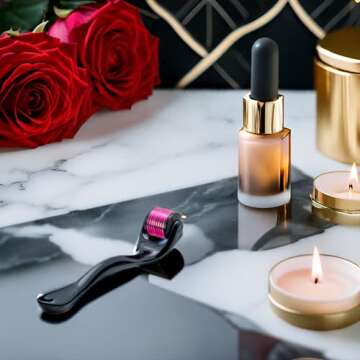 Titanium Needle Roller for Face Hair Beard - 540 .25mm Needles for Beauty Skin Care - Kit with The Best Home Cosmetic Tool and Storage Case for Pro Treatment - Upload eBook - for Women and Men