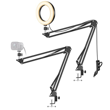 AceTaken Webcam Light Stand with Adjustable 6'' LED Ring Light