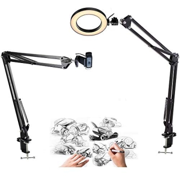AceTaken Webcam Light Stand with Adjustable 6'' LED Ring Light